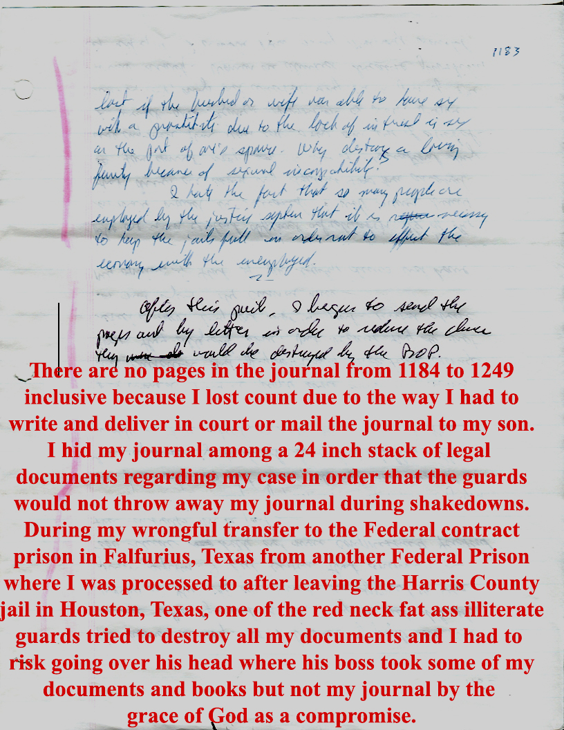 Dr John WorldPeace 2008 Prison Journal